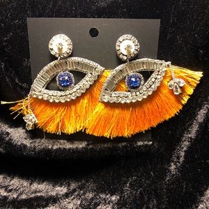 Glamorous Rhinestone Eye Tassel Earrings